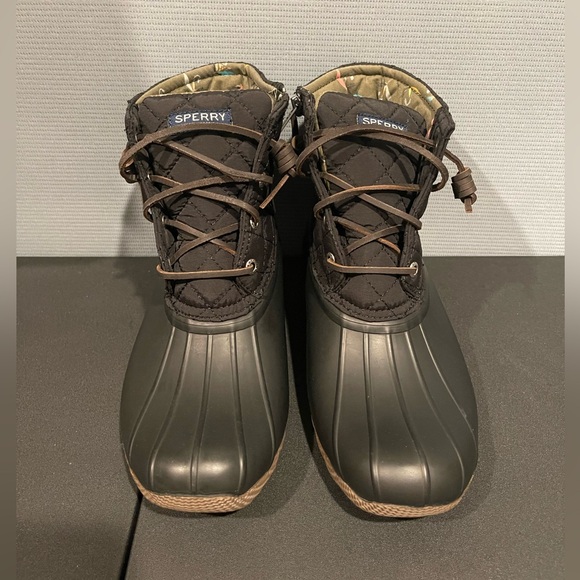 ❌SOLD❌ Sperry Saltwater Quilt Nylon Black Ankle Boots Women’s - Picture 8 of 8